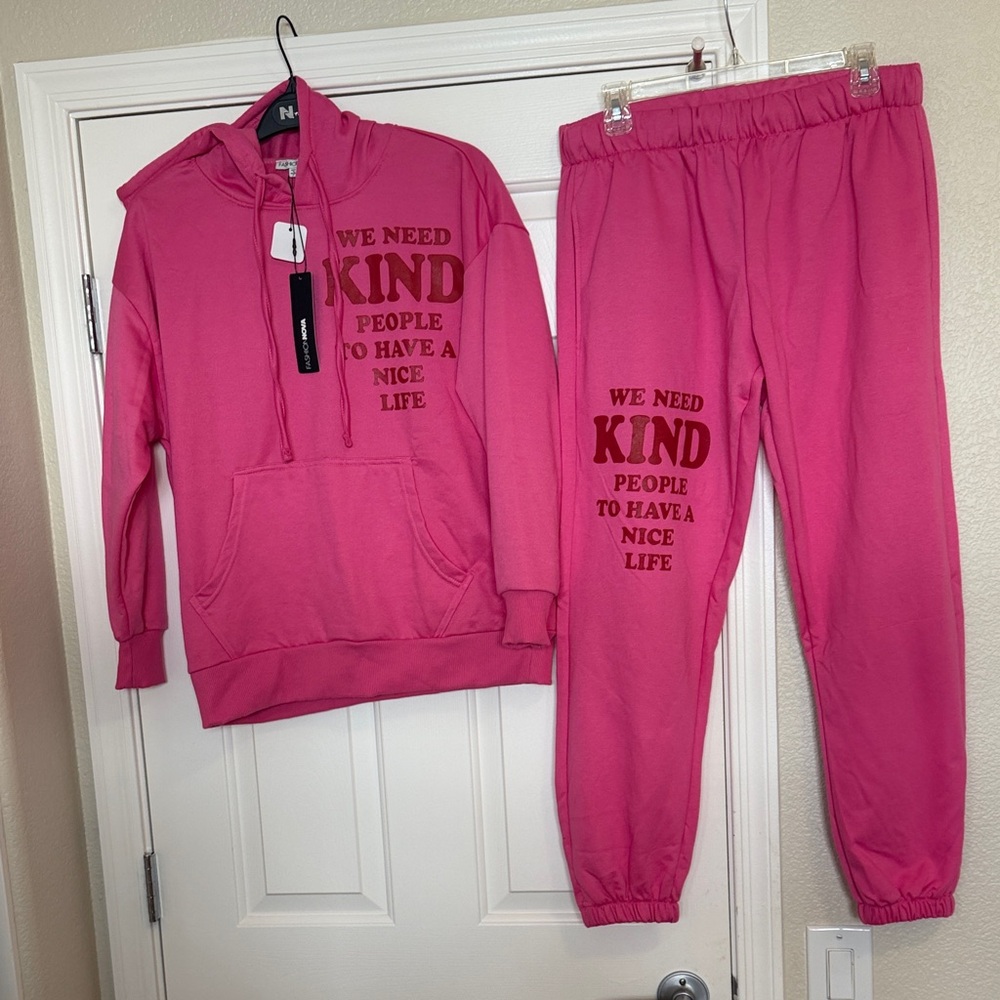 Pink Track Pants & Hoodie Set, NWT, new, size M, KIND
